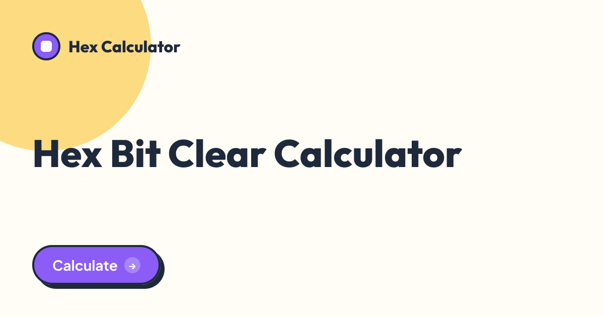 Hex Bit Clear Calculator tool preview card from Hex Calculator