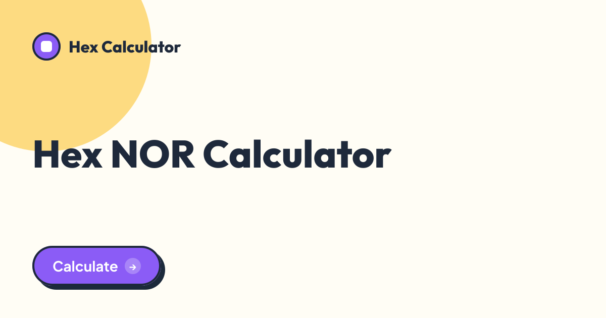 Hex NOR Calculator tool preview card from Hex Calculator