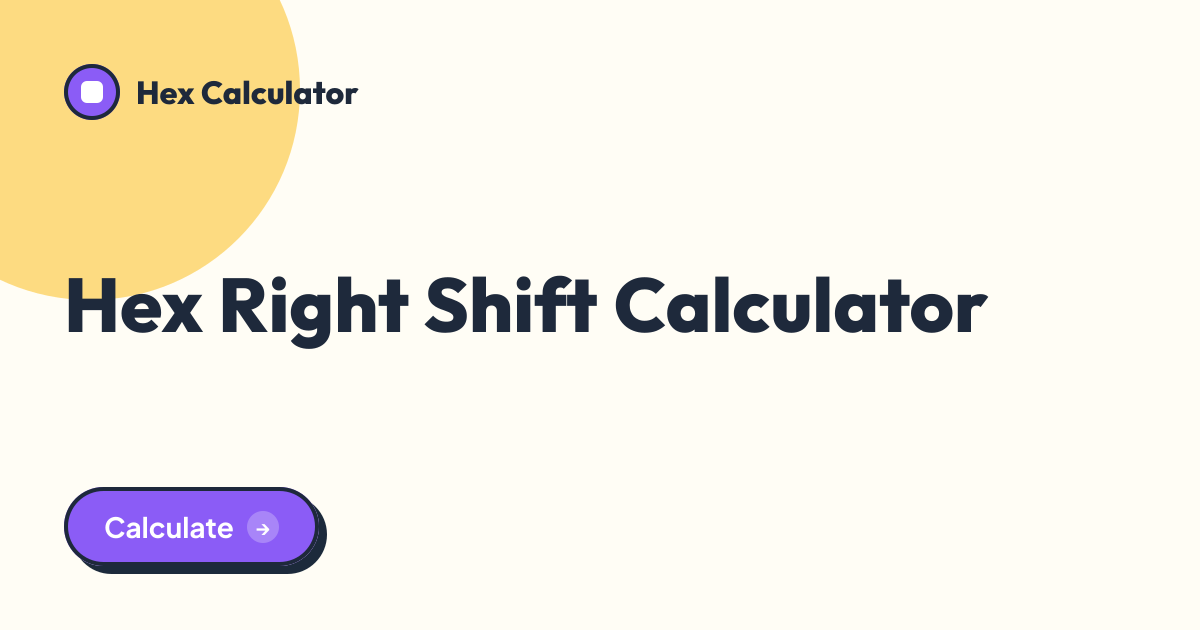 Hex Right Shift Calculator tool preview card from Hex Calculator