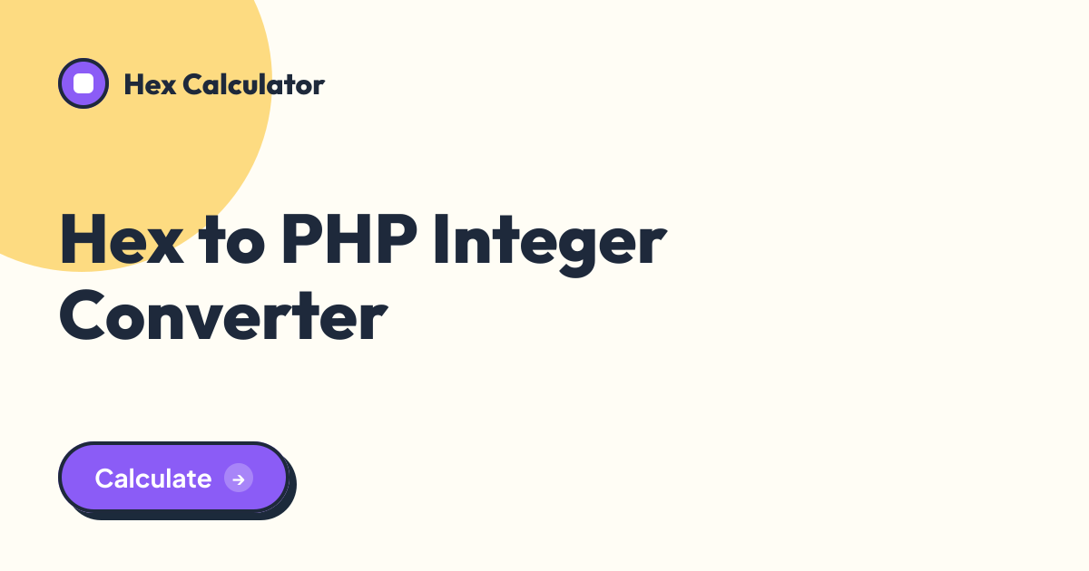 Hex to PHP Integer Converter tool preview card from Hex Calculator