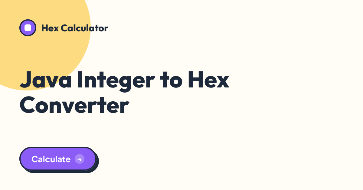 Java Integer to Hex Converter tool preview card from Hex Calculator