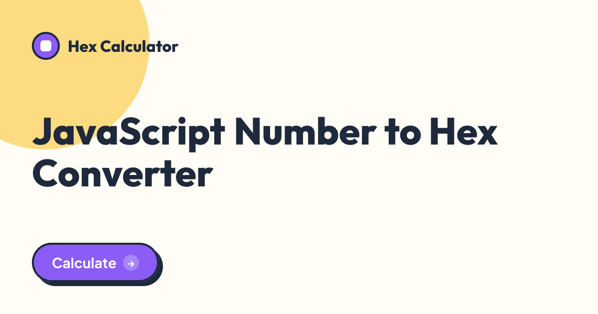 JavaScript Number to Hex Converter tool preview card from Hex Calculator