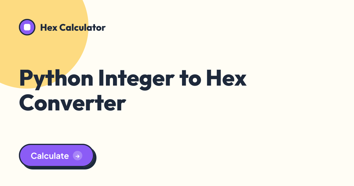 Python Integer to Hex Converter tool preview card from Hex Calculator